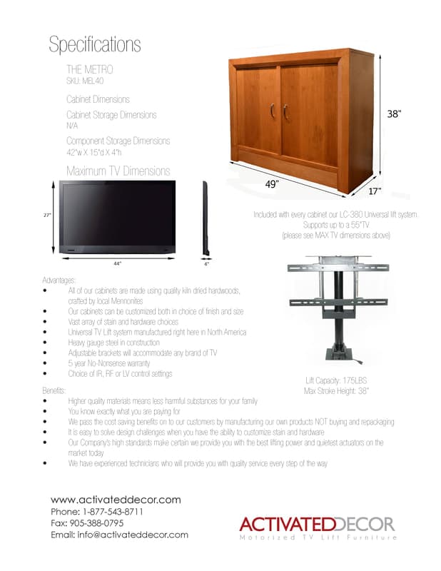 The METRO - TV LIFT Cabinet detail view 3