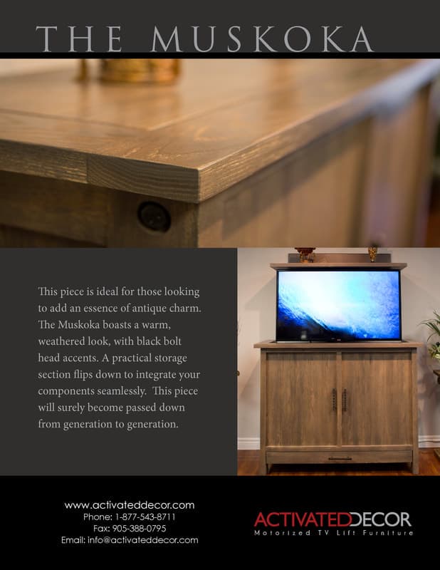 The Muskoka - TV LIFT Cabinet detail view 2