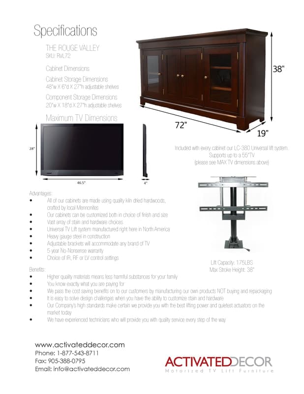 The Rouge Valley - TV LIFT Cabinet detail view 3